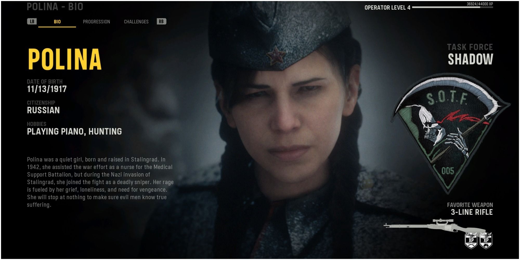 Call Of Duty Vanguard Polina's Bio Page In The Operator Menu