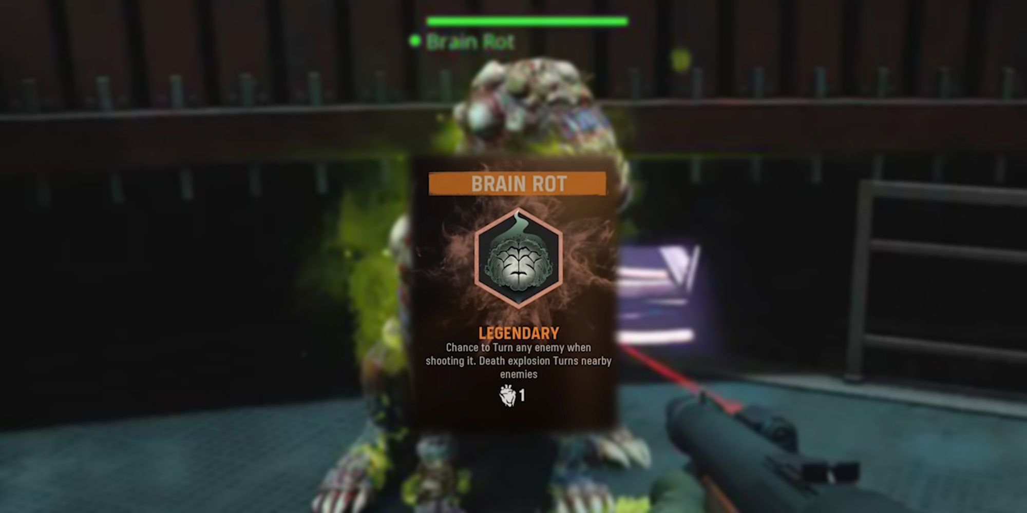 Call of Duty Vanguard Zombies - Brain Rot Description In-Game Overlaid On Image Of Plaguehound with Brain Rot From Cold War Zombies