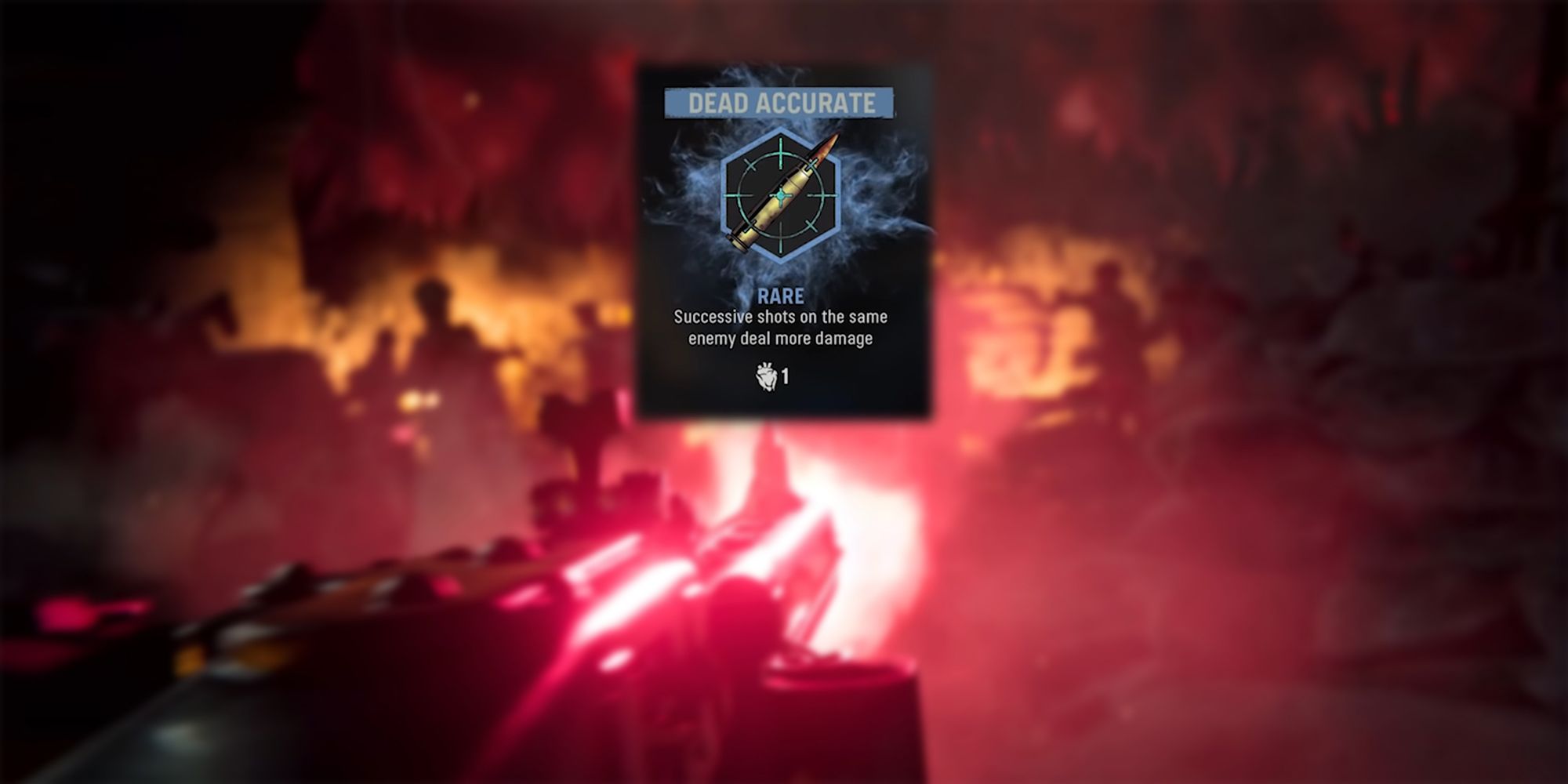 Call of Duty Vanguard Zombies - Dead Accurate Description In-Game Overlaid On Image Of Operator Firing Widely Into Zombies First Person From Zombies Trailer