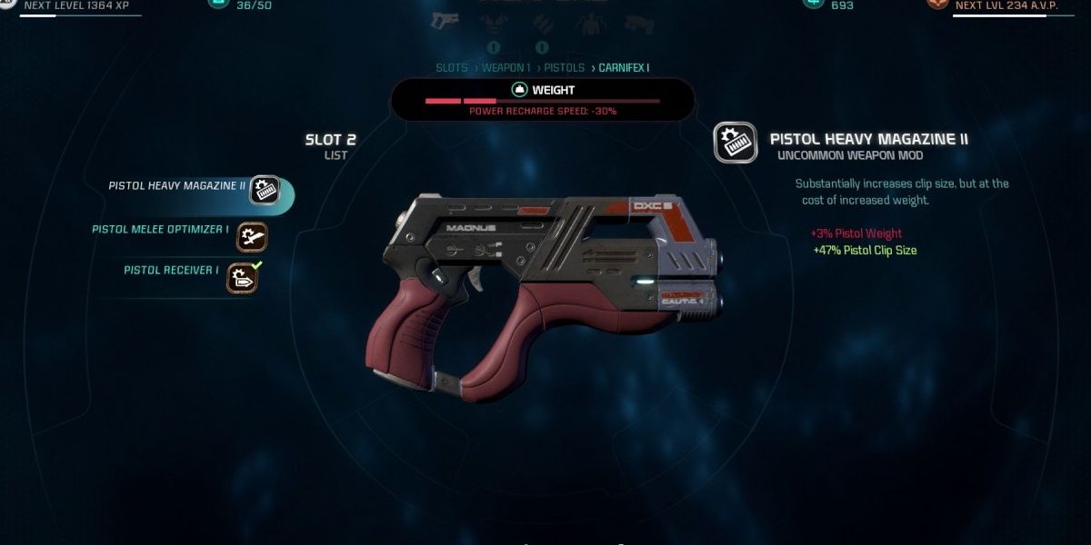 Carnifex selected in Mass Effect Andromeda's menu