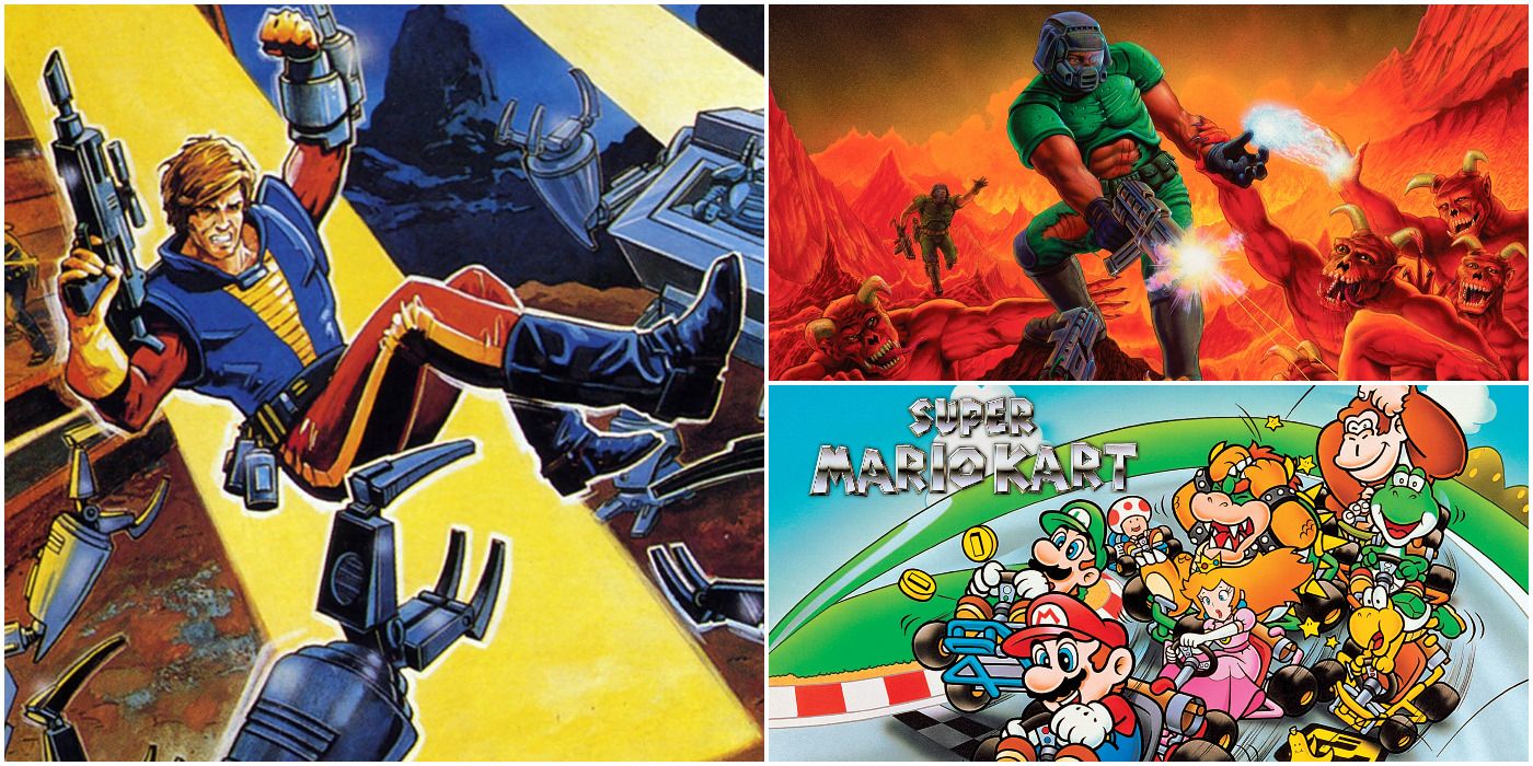 Обложка подвергшихся цензуре игр Nintendo с участием Bionic Commando, Doom и Super Mario Kart