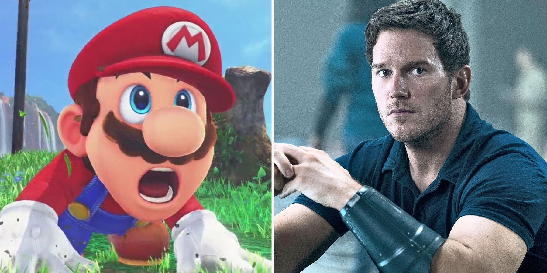 Super Mario shocked and Chris Pratt