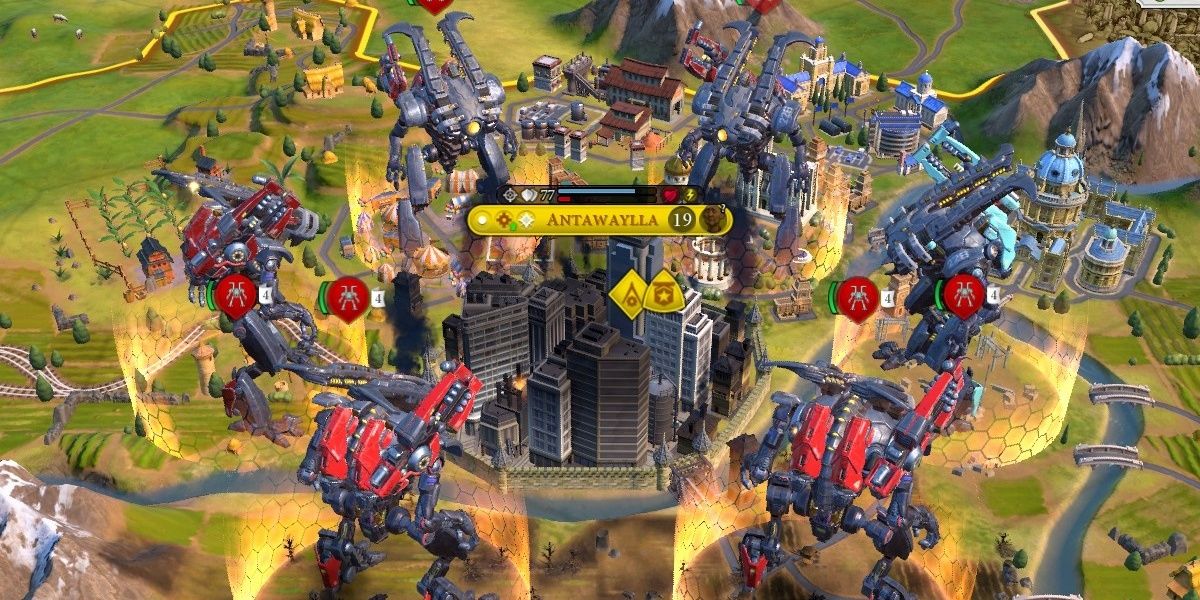 Civ 6 Giant Death Robots Attacking A City