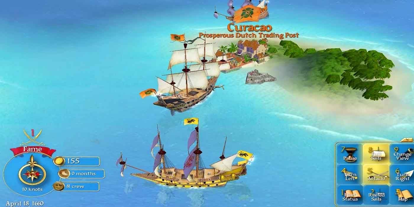 Approaching Curacao in Sid Meier's Pirates