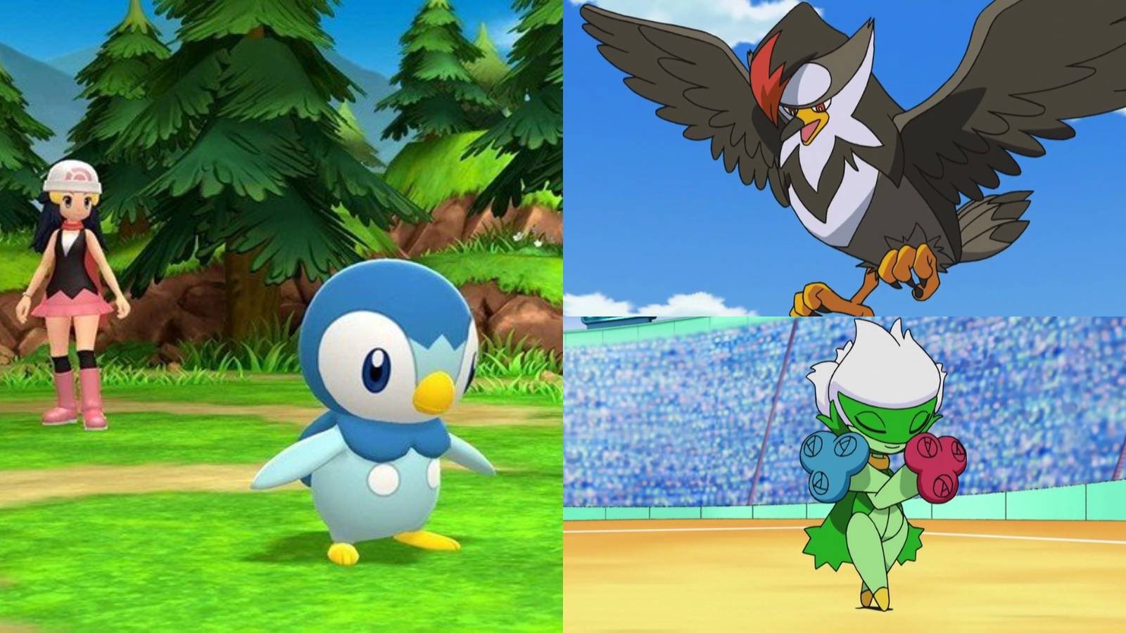 Pokemon Brilliant Diamond and Shining Pearl Piplup Staraptor and Roserade