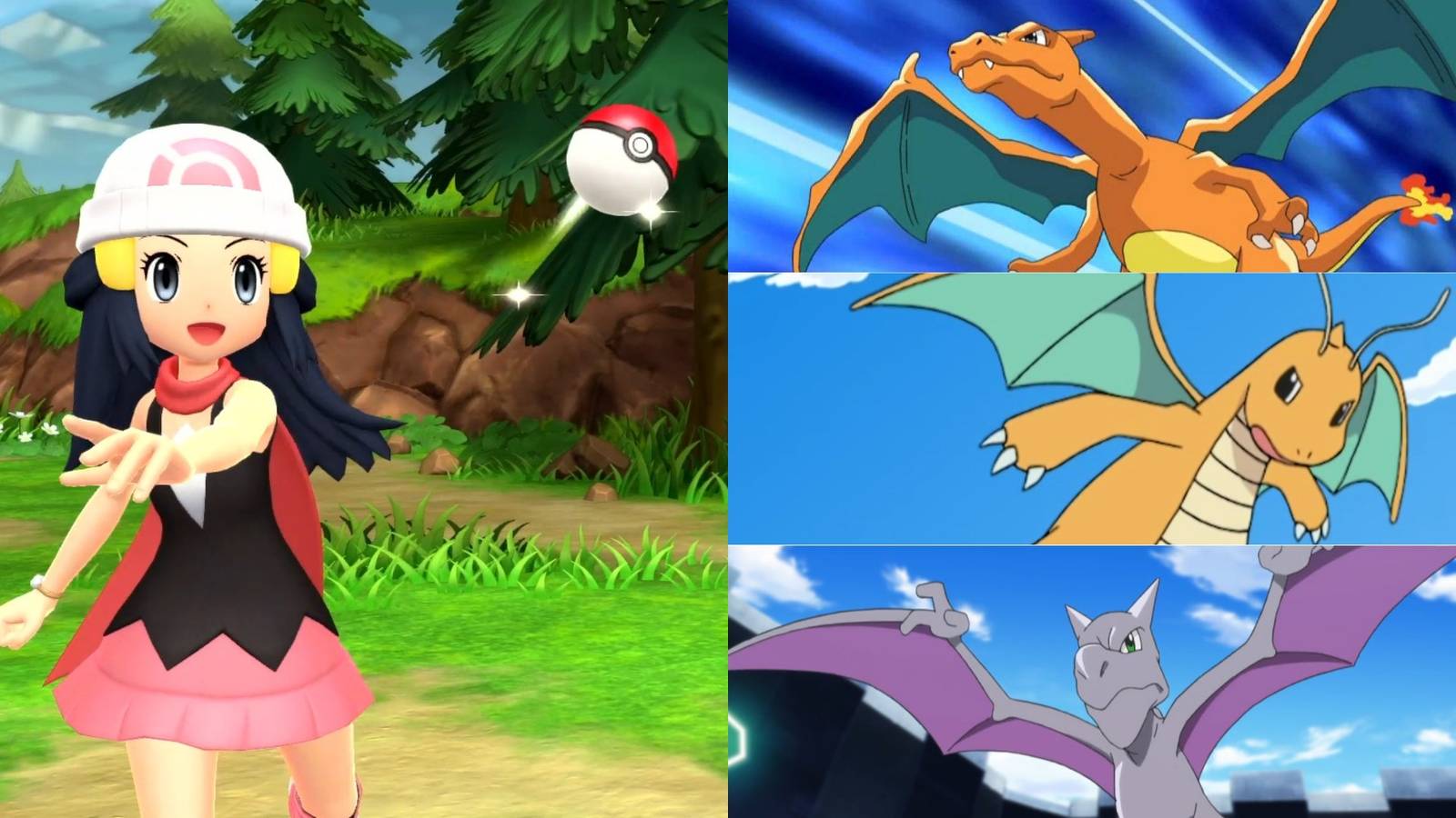 Pokemon Diamond and Pearl Charizard Dragonite and Aerodactyl