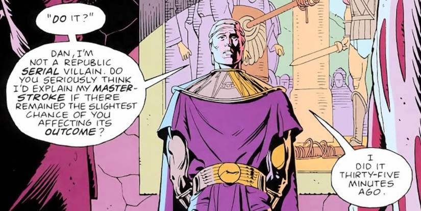 DC Ozymandias talking to Rorsharch and Nite Owl
