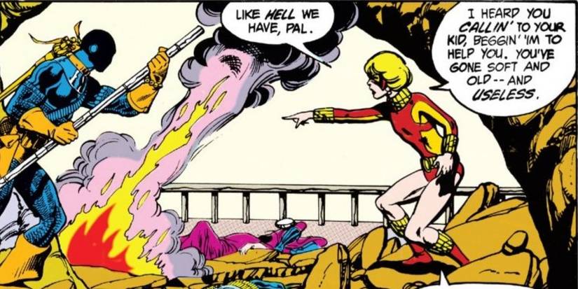 DC Terra arguing with Deathstroke