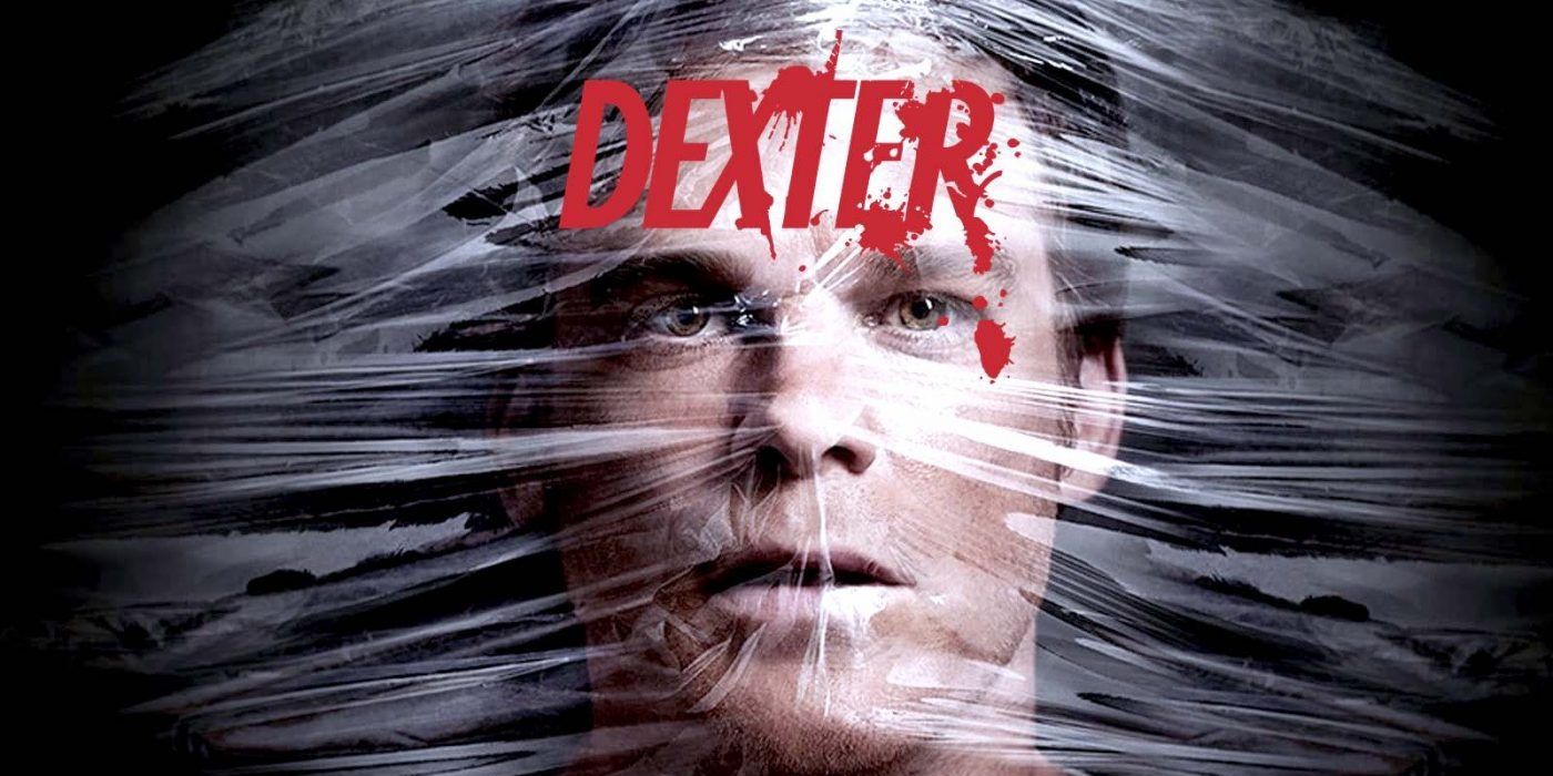Dexter's poster with his face covered in a plastic sheet