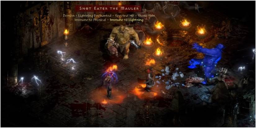 Diablo 2 Resurrected Amazon Firing Multiple Shots Against An Elite