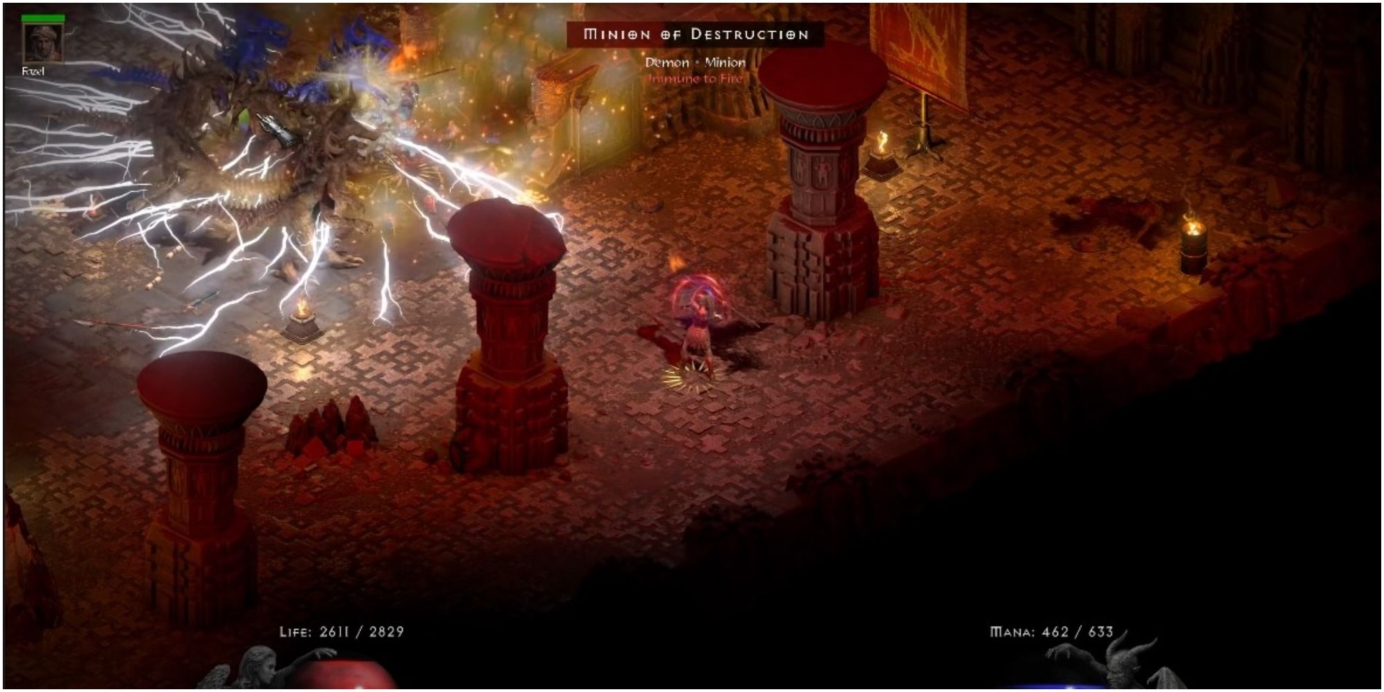 Diablo 2 Resurrected Amazon Hitting A Group With A Lightning Javelin