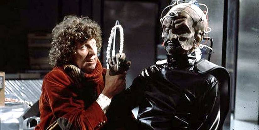 the Fourth Doctor confronts Davros in Doctor Who Genesis of the Daleks