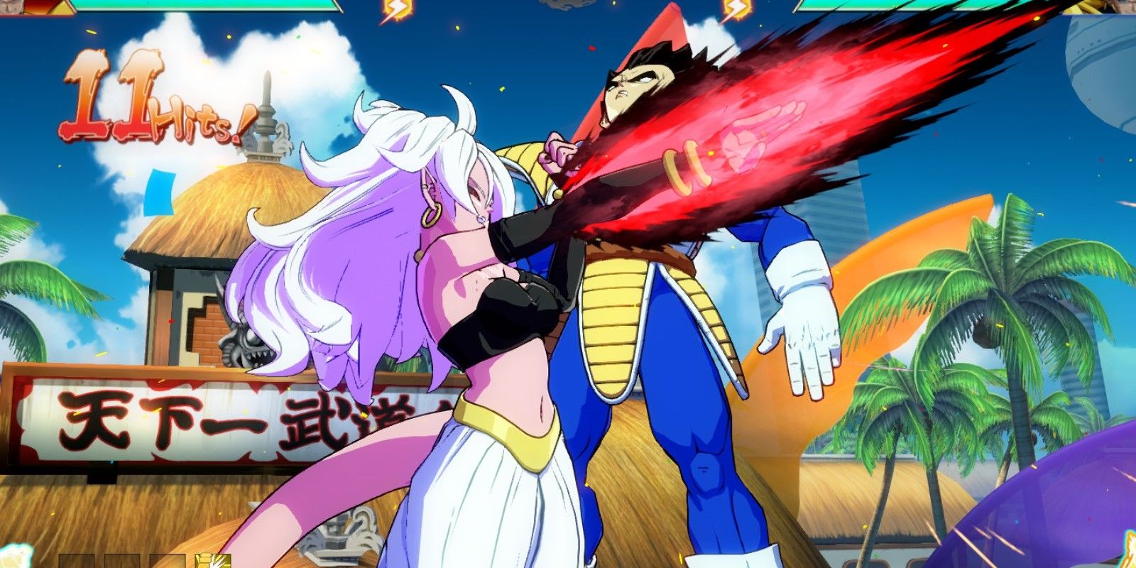Dragon Ball Android 21 using Connoisseur Cut on Base Vegeta
