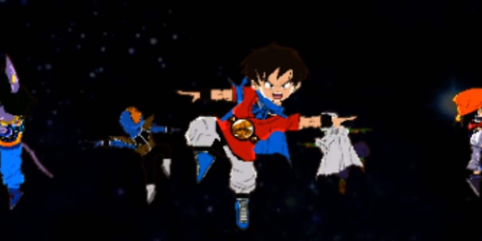 Dragon Ball Fusion characters performing a Five Way Fusion