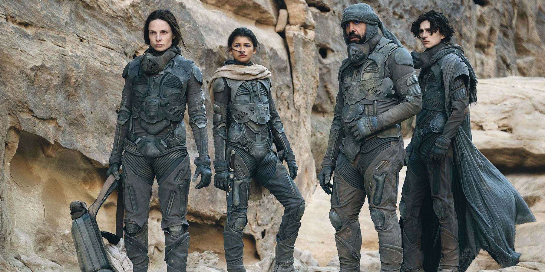 Lady Jessica Chani Paul and Stilgar in Dune 2021.