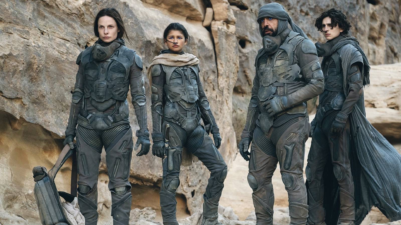 Lady Jessica Chani Paul and Stilgar in Dune 2021.