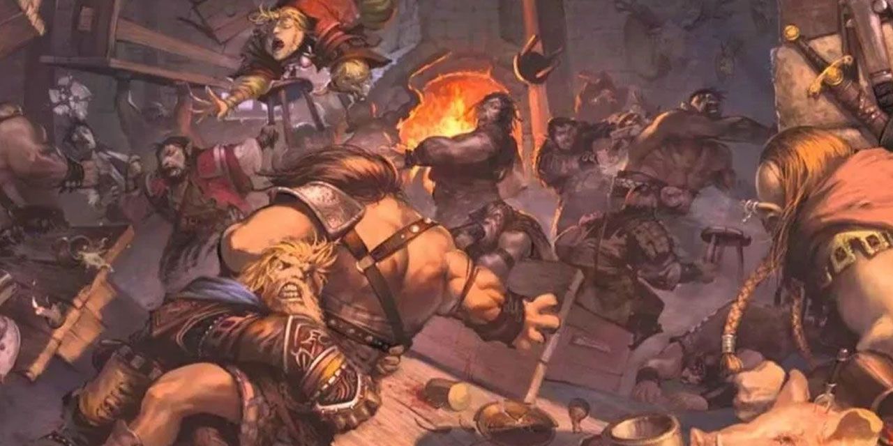 Dungeons-and-Dragons-group-of-barbarians-in-a-tavern-brawl