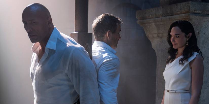 Dwayne Johnson, Ryan Reynolds, and Gal Gadot in Red Notice