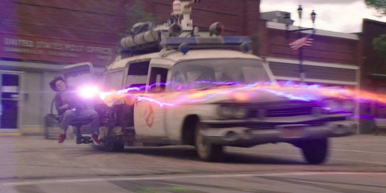 Ecto-1 in action in Ghostbusters Afterlife