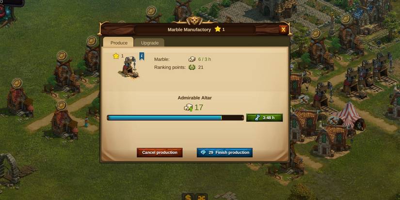 Elvenar screen showing wait time for build