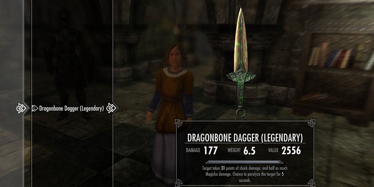 Enchanted Dragonbone Dagger Being Given To a Child In Skyrim