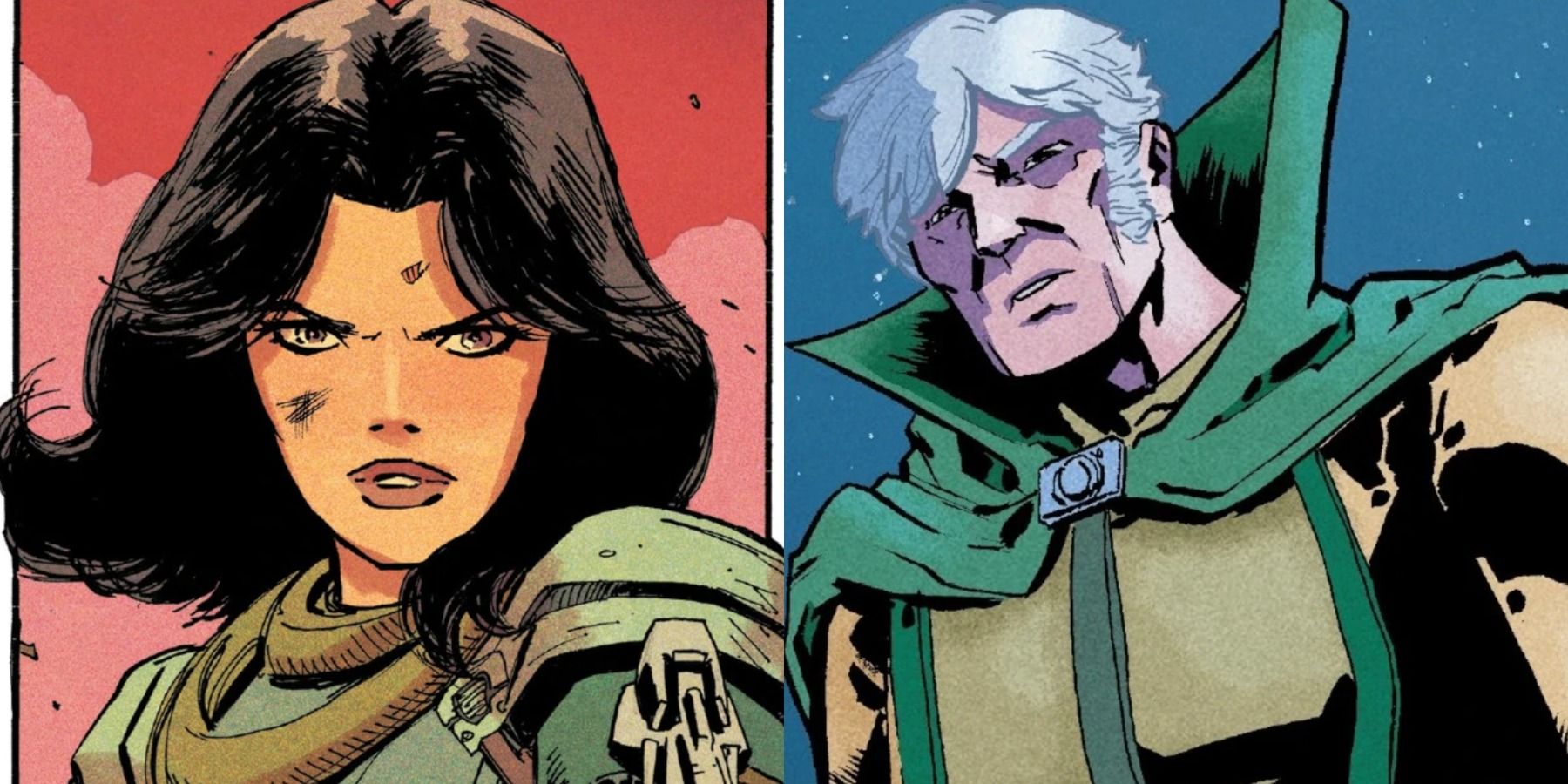 A split image depicts Sui-San and A'lars in Marvel Comics
