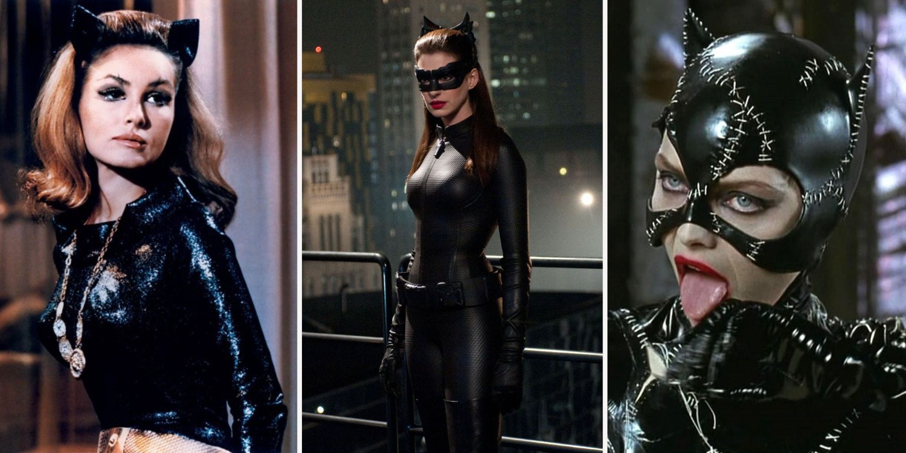 Every Catwoman actress ever Anne Hathaway Julie Newmar Michelle Pfeiffer