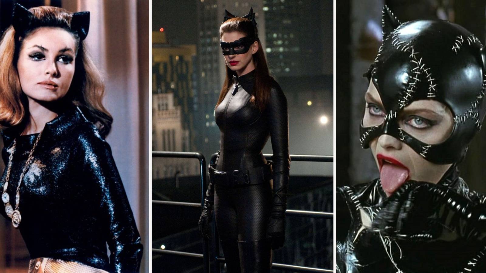 Every Catwoman actress ever Anne Hathaway Julie Newmar Michelle Pfeiffer
