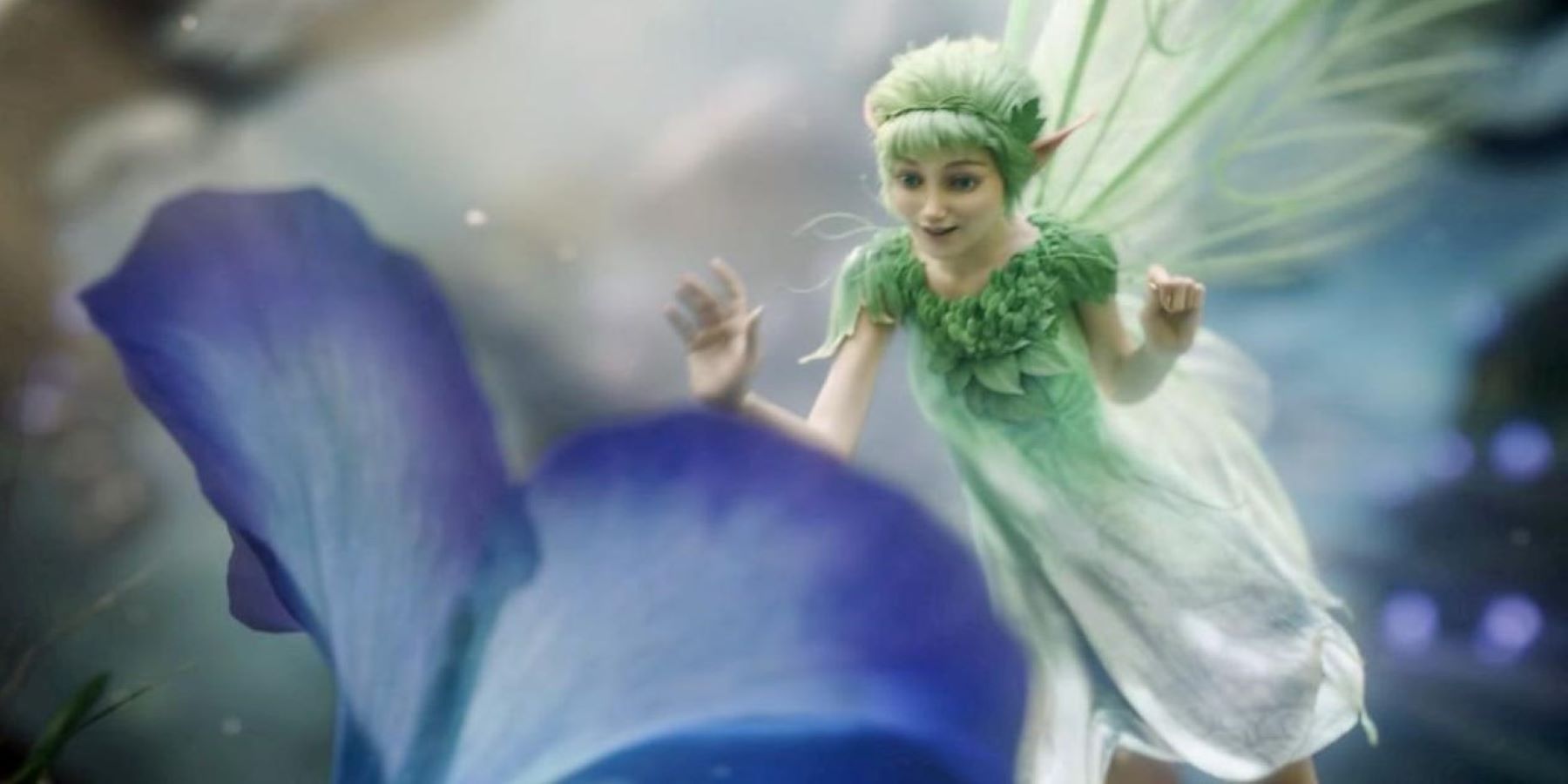 A fairy smiling at an open flower in the Fable 4 announcement trailer