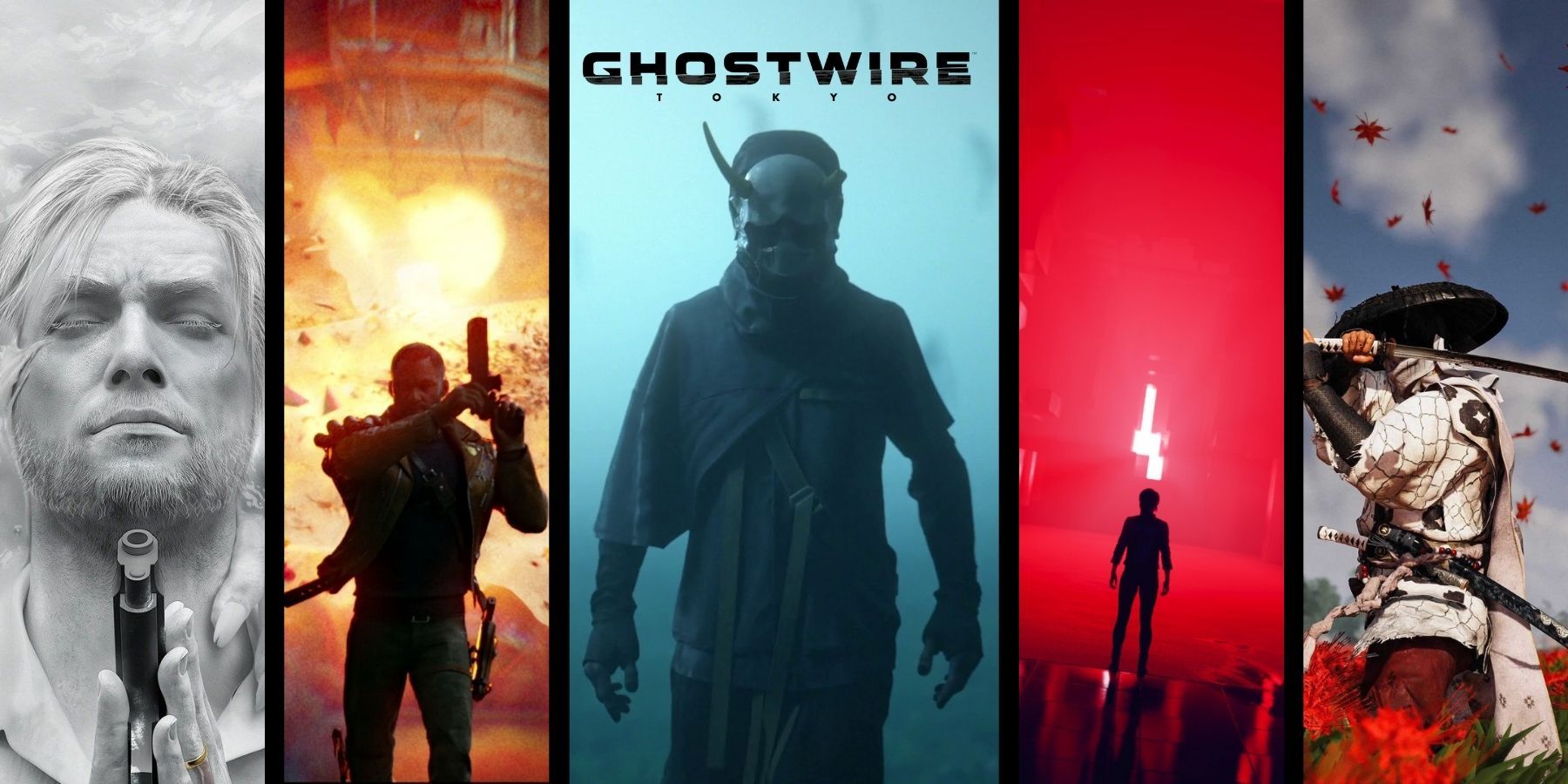 Video Game Poster Collage (The Evil Within/Deathloop/Ghostwire: Tokyo/Control/Ghost of Tsushima)
