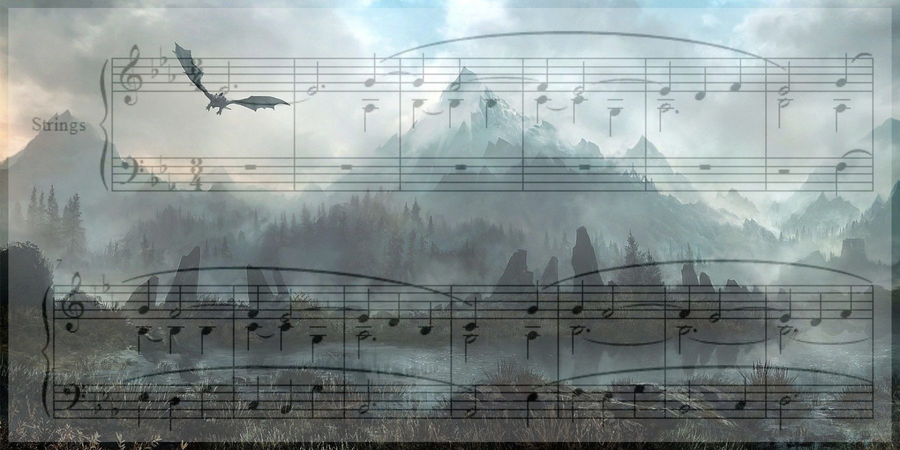 Skyrim Wallpaper with Sheet Music