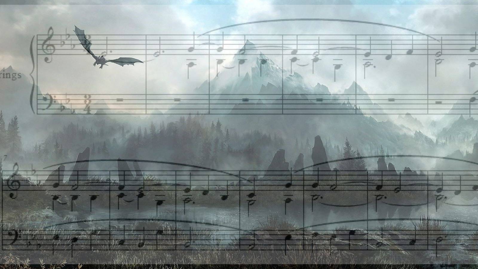 Skyrim Wallpaper with Sheet Music