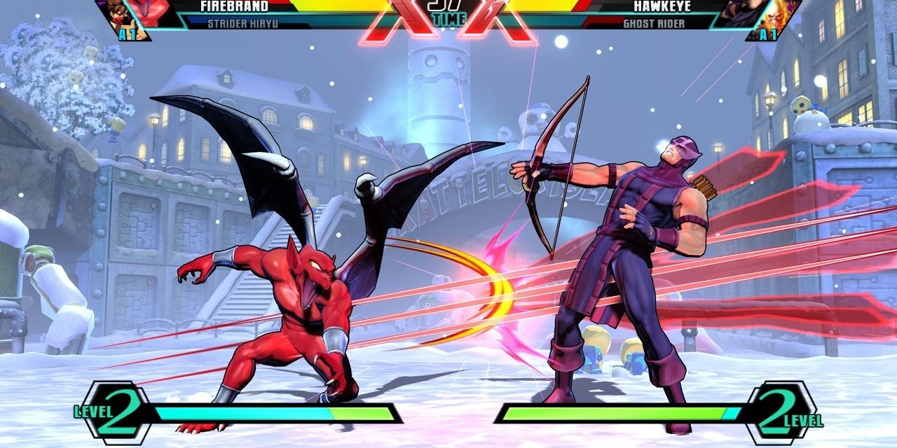 Firebrand and Hawkeye in Ultimate Marvel vs. Capcom 3