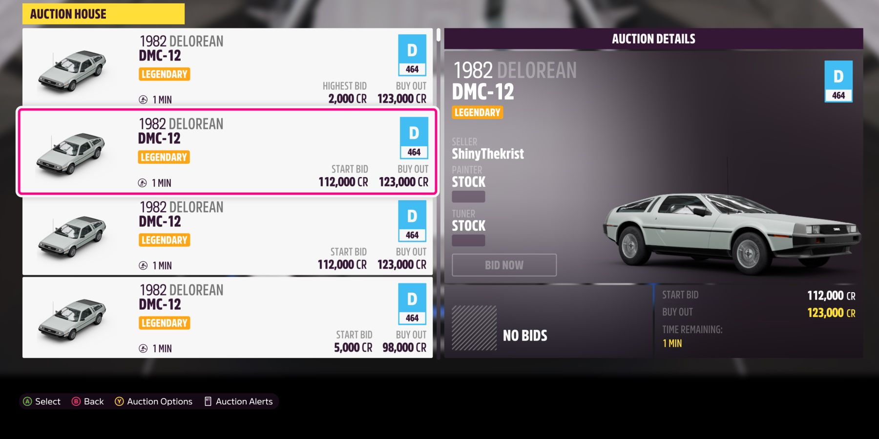 buying a car from the auction house in Forza Horizon 5
