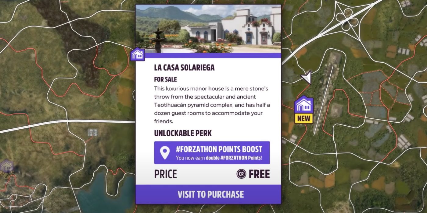 Forza Horizon 5 House La Casa Solariega location on map with forzathon points boost perk