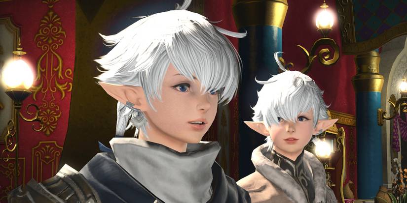 Alisaie looking at Alphanaud. 