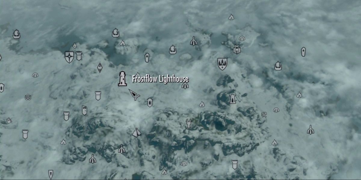 Frostflow lighthouse location on skyrim's map