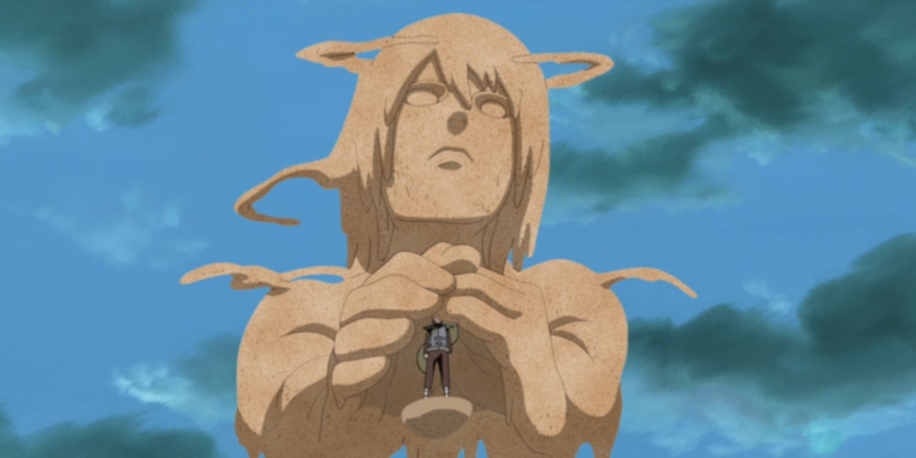 Gaara being protected by shield of sand