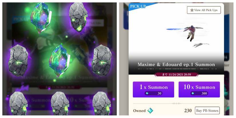 several different colored rocks and crystals floating: a window for purchasing randomized items within the game