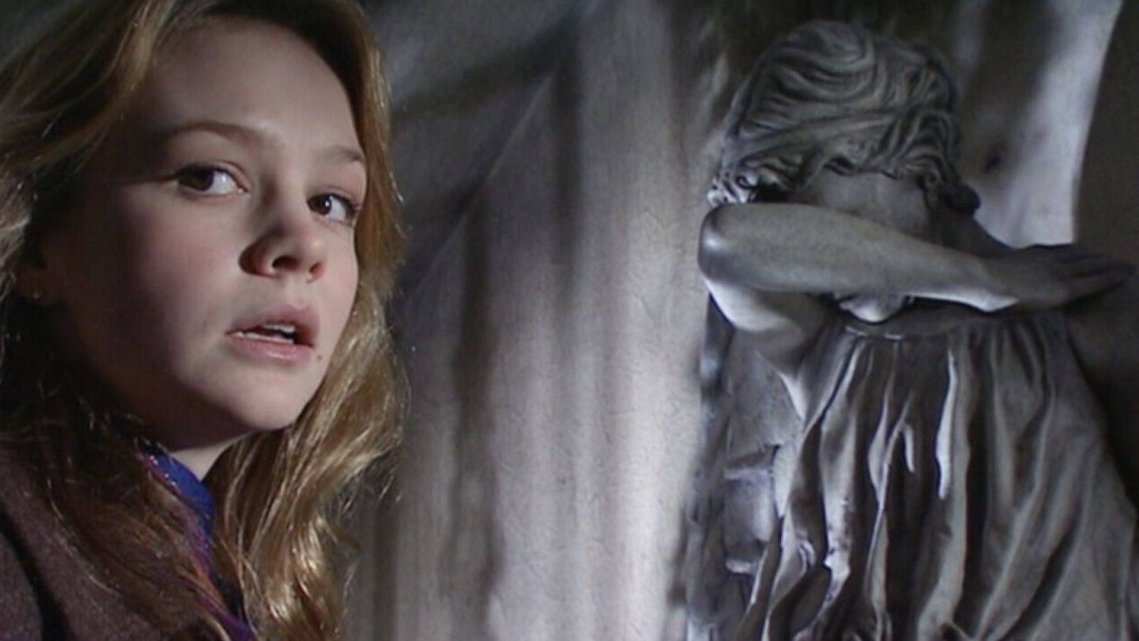 Sally Sparrow and a Weeping Angel in Doctor Who Blink