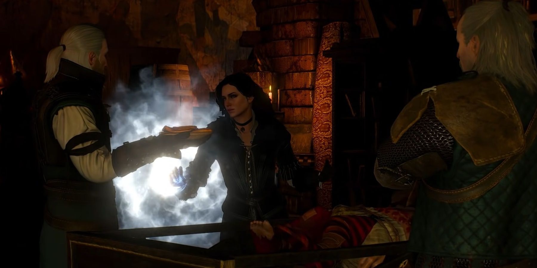 Geralt feeds Yennefer in the Witcher 3