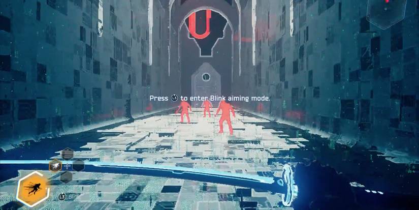 Ghostrunner - Player using Blink on three enemies