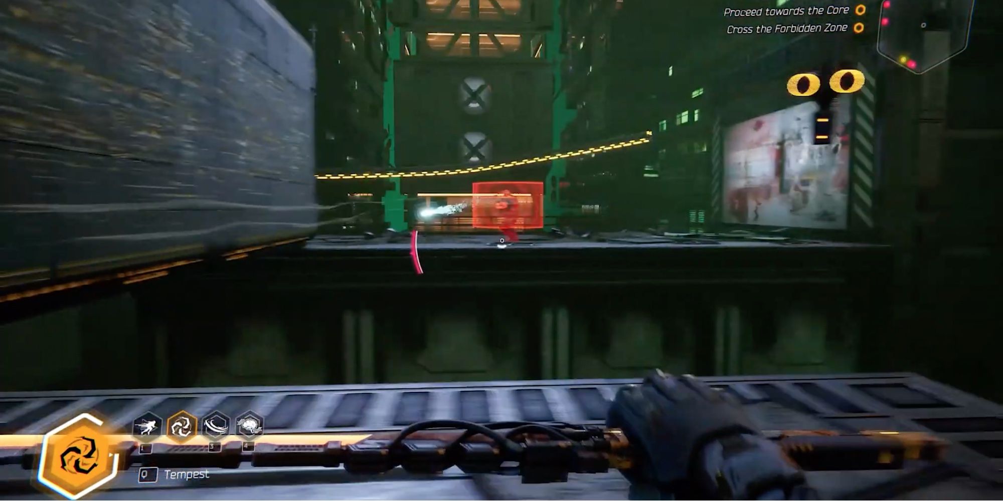 Ghostrunner — Ghostrunner пытается увернуться от атак Enforcer.