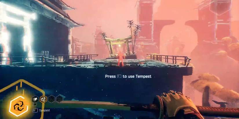 Ghostrunner - Player using tempest on enemy