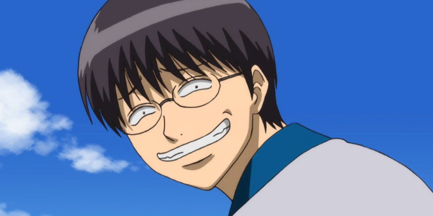 Gintama Shimura Shinpachi grinning mischievously at the camera