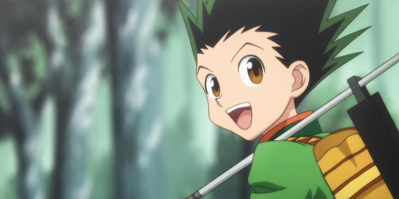 Gon Freecss smiling in the forest