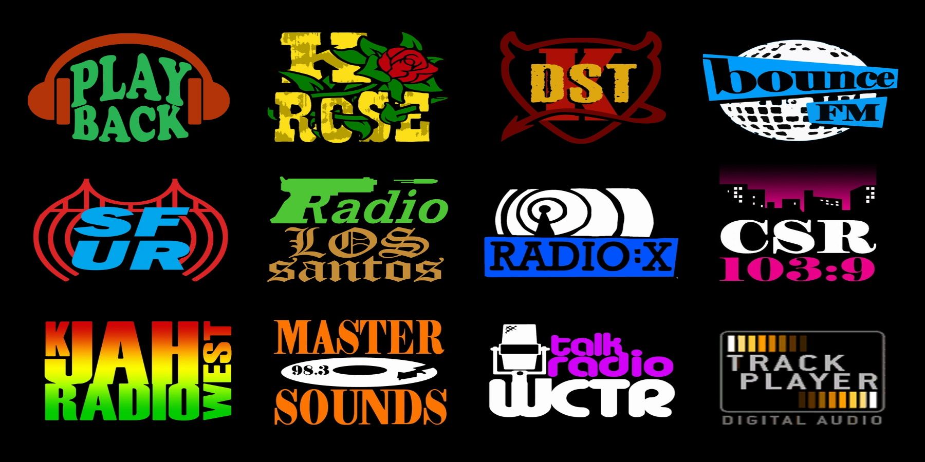 Grand Theft Auto San Andreas Radio Station Logos