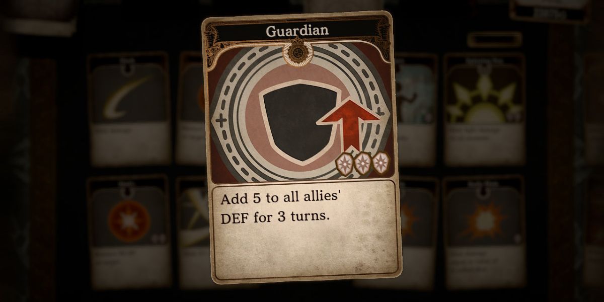 A card titled Guardian with a picture of a shield next to an upward red arrow