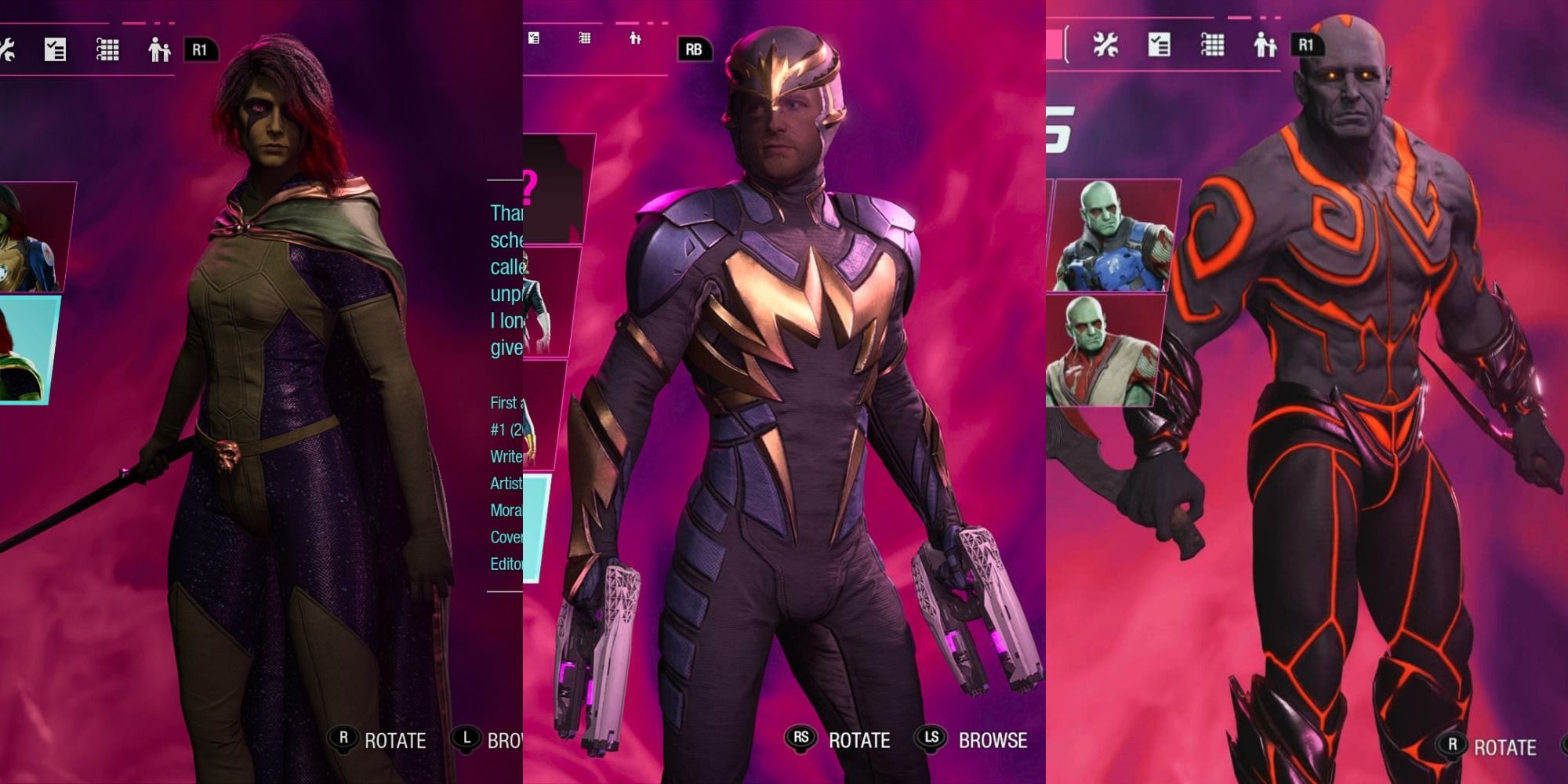 Guardians of the Galaxy Game Split Feature Gamora Black Vortex Star-Lord Sleek Lord Drax Horseman of Apocalypse Costumes