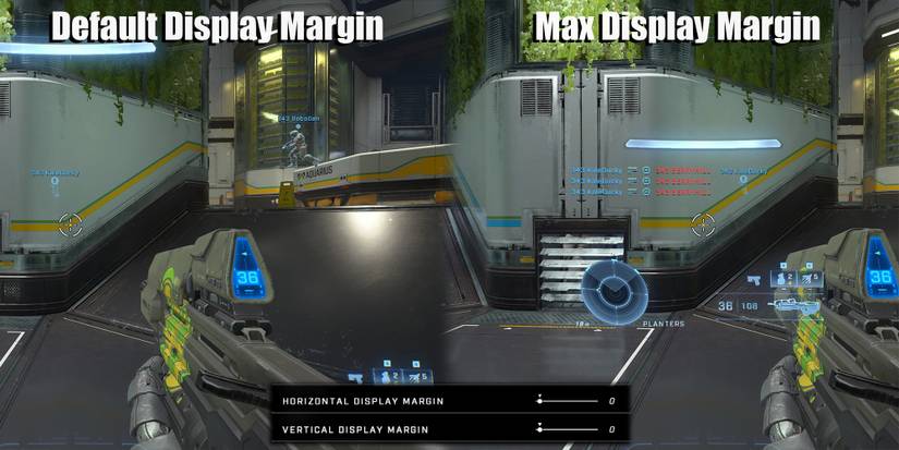 Halo Infinite - Comparing How The Hud Looks With Maxed Out Vertical And Horizontal UI Display Margins